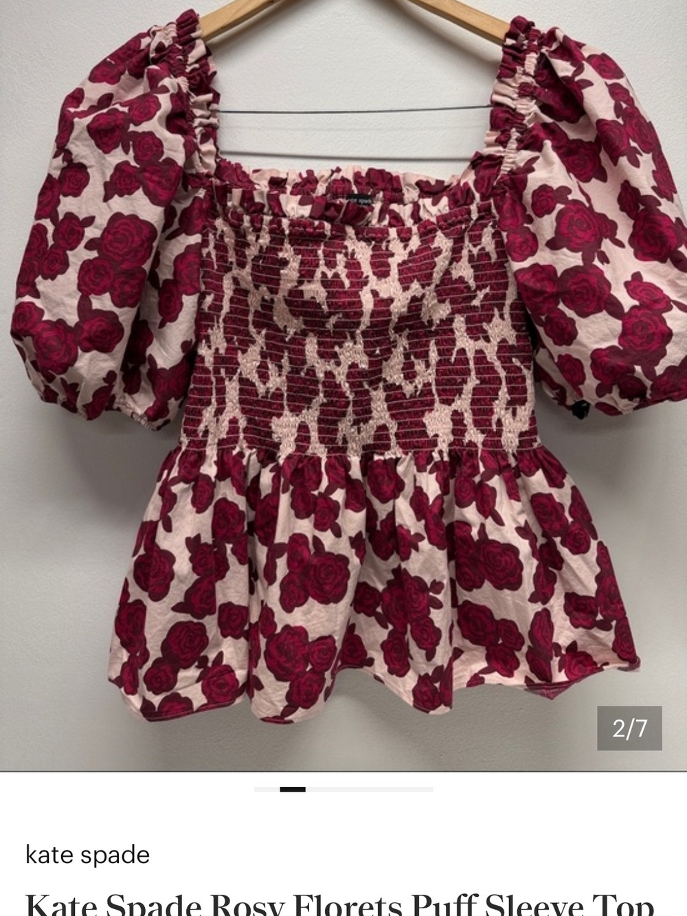 kate spade Dress with Fuchsia Rose Print And Matching Top L - Picture 4 of 4